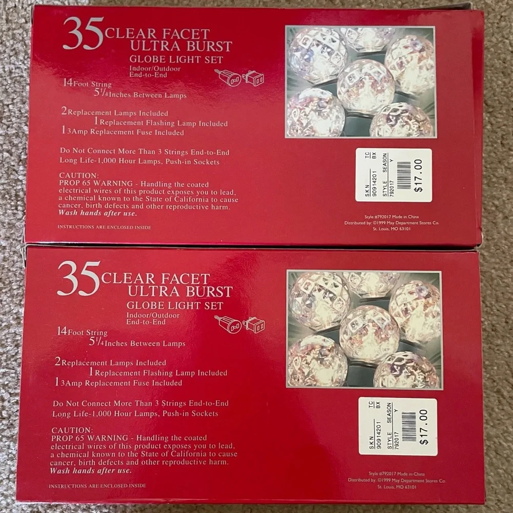 Home For The Holidays 35 clear faceted globe light string 14 feet